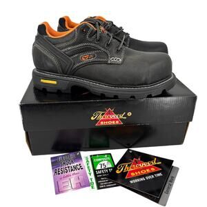 Thorogood Oxford Safety Shoes Mens Size 8.5 Black Leather Composite Toe ASTM EH